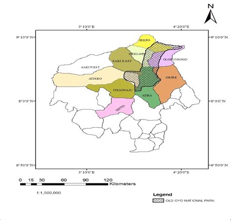 Map of Oyo -State relative to the position of the Park and the ...