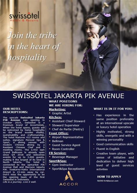 Swissotel Jakarta PIK Avenue - HHRMA Hotel Job Vacancy Indonesia