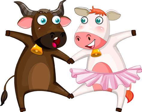 Two cows cartoon character 7631108 Vector Art at Vecteezy