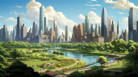 Premium AI Image | Panorama of big city park