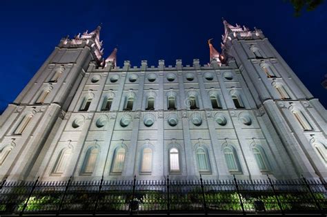 Salt Lake City Temple at Night, Utah Stock Photo - Image of city ...