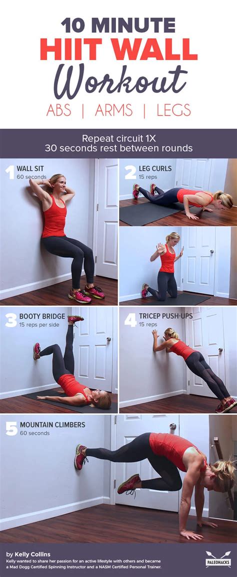 5 Easy Moves to Tone Your Abs, Arms and Thighs | Wall workout, Hiit workout, Exercise