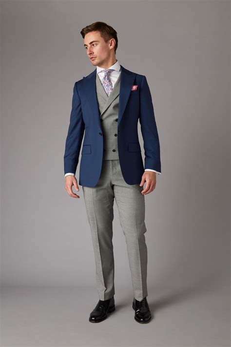 Dogtooth Suit with Navy Jacket | From £399, Free Delivery | THE DROP