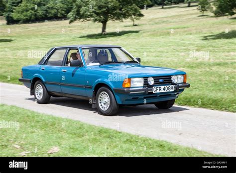 1980 blue Ford Cortina Ghia Leighton Hall Classic Car Rally, Carnforth, Lancashire, UK. 3rd July ...