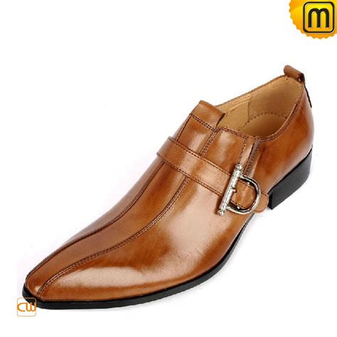 Mens Brown Italian Leather Dress Shoes CW763072