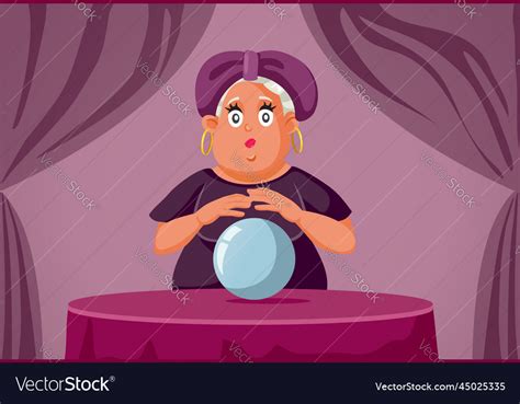 Funny cartoon fortune teller with magic crystal Vector Image