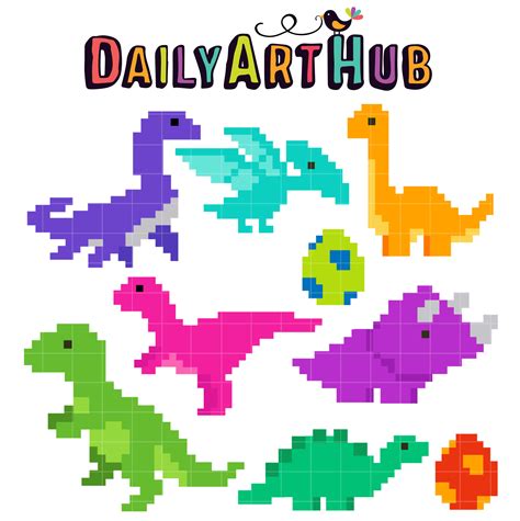 Pixel Dino Clip Art Set – Daily Art Hub – Free Clip Art Everyday