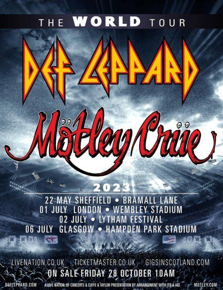 DEF LEPPARD/MOTLEY CRUE The World Tour 2023 Sheffield Support Act Revealed