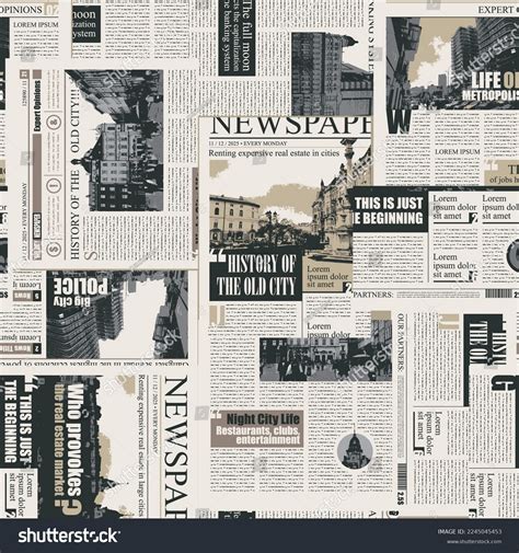 Seamless Pattern Collage Newspaper Magazine Clippings Stock Vector ...