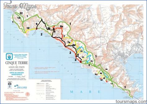 Cinque Terre Hiking Map - ToursMaps.com