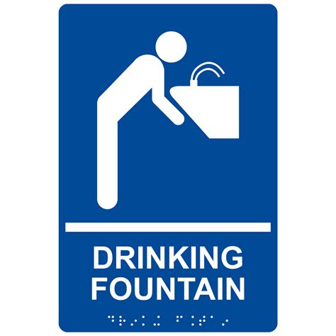 ADA Drinking Fountain Braille Sign RRE-900_WHTonBLU