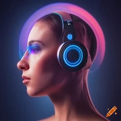 Futuristic headphones with hologram display