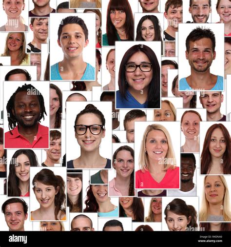 multicultural young people people people group background collage faces Stock Photo - Alamy