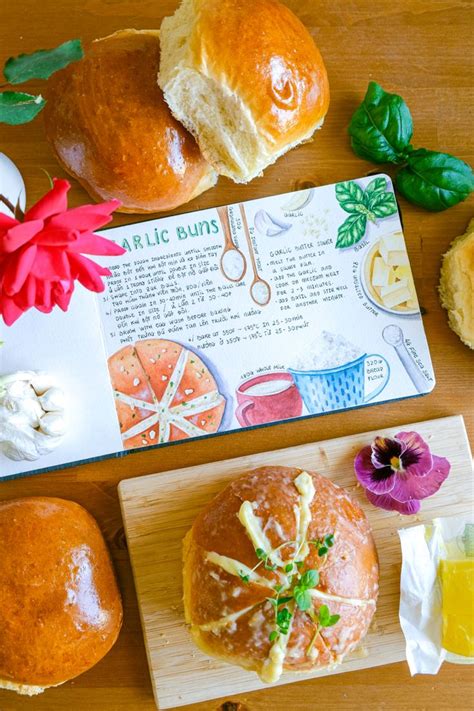 Garlic Buns by One Teaspoon Art in 2024 | Homemade cookbook, Recipe book diy, Recipe book design