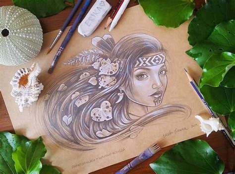 Maori goddess portrait painting Erika Pearce instagram @erikapearce ...