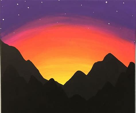 Paint a Mountain Sunset (for Beginners) | Картины гор, Пейзажи ...