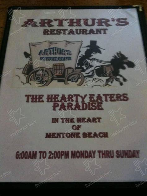 Menu at Arthur's Restaurant, Mentone