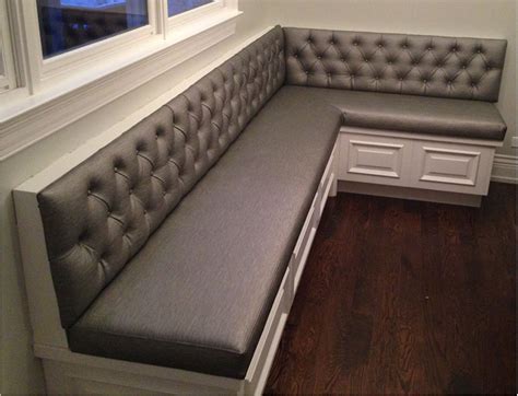 Transitional diamond tufted sewn custom kitchen banquette | Booth seating in kitchen, Banquette ...