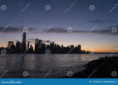 New York City Skyline at Sunrise. Stock Image - Image of light, edge ...