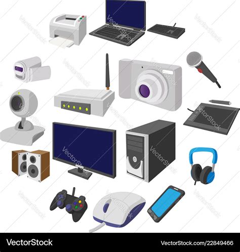 Technology and devices cartoon icons set Vector Image