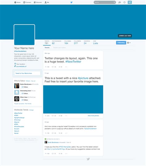 Twitter 2014 GUI New Profile Design PSD – Download PSD