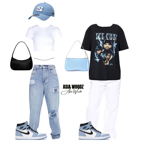 @asiawoodz on IG Outfits with Jordan 1 Retro High White University Blue Black 🤍 in 2021 | Outfit ...