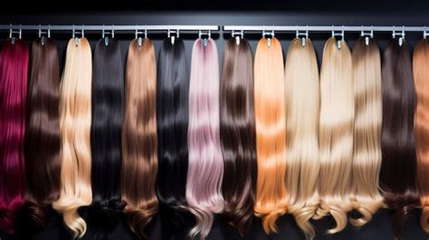 Premium Photo | A display of hair extensions in various colors and lengths