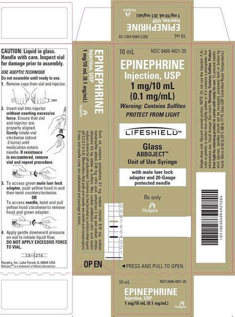 Epinephrine Injection - FDA prescribing information, side effects and uses