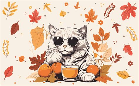 Autumn Funny Cat Illustration Background Graphic by manikvskhan ...