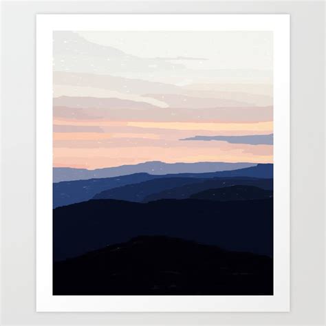 Pastel Sunset Over the Mountains Art Print by Alisa Galitsyna | Society6