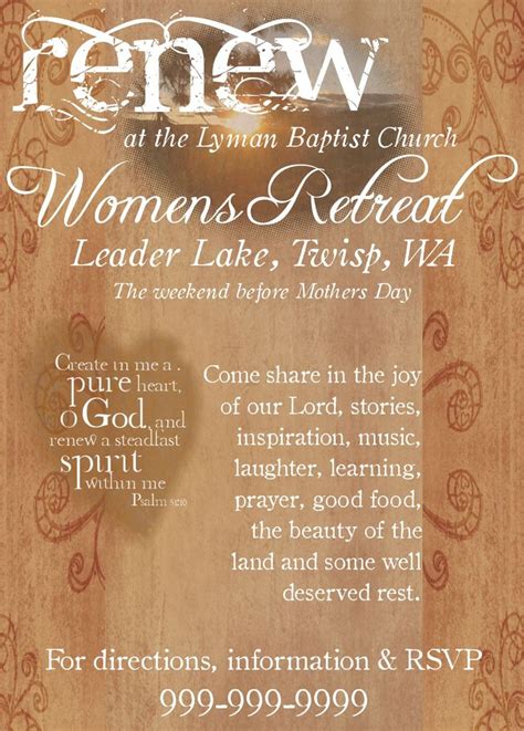 Women's Retreat flyer...this might be a cool idea to bring up to the ladies.. | Ladies' Retreat ...