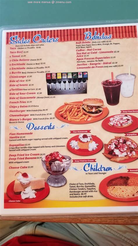 Menu at Chula Vista Mexican restaurant, Salem, State St