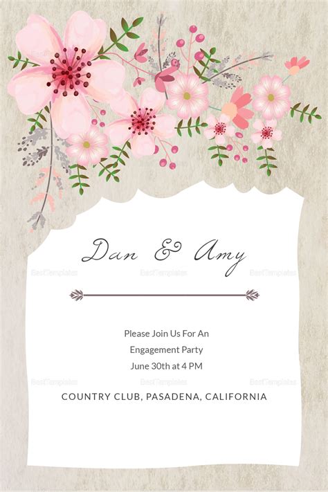 Pink Floral Engagement Announcement Card Design Template in PSD, Word ...