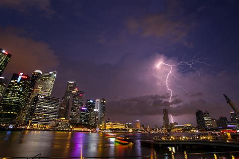 Lightning and Skyline Photo of Cityscape · Free Stock Photo