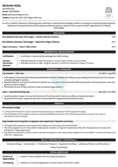 Sample Resume of Medical Lab Technician with Template & Writing Guide ...