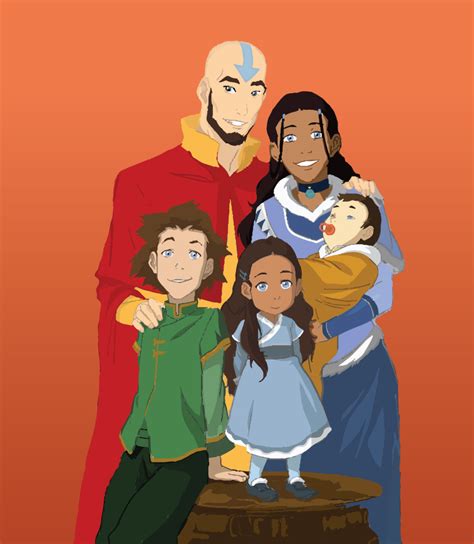 Aang and Katara's family (recoloured) by Midnastransformation on DeviantArt