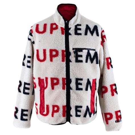 Supreme Cream/Red Fleece Logo Reversible Jacket - Size M in 2022 ...