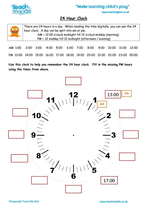 24 Hour Clock Worksheets