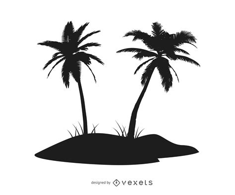 Silhouette Palm Tree Island Vector Download