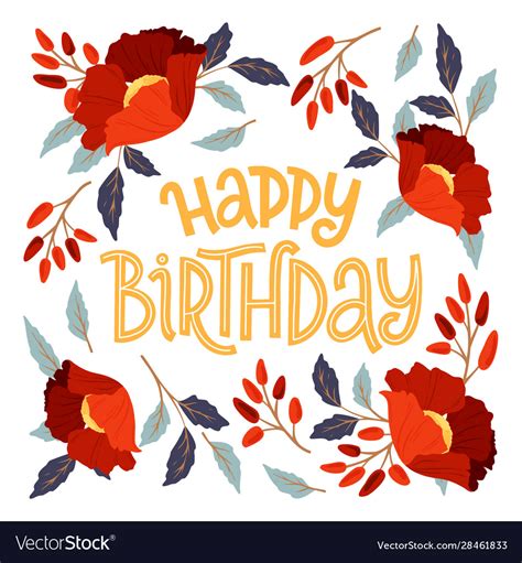 Happy birthday floral frame card Royalty Free Vector Image