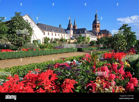 Former Benedictine abbey Seligenstadt with cloister garden, Germany Stock Photo - Alamy