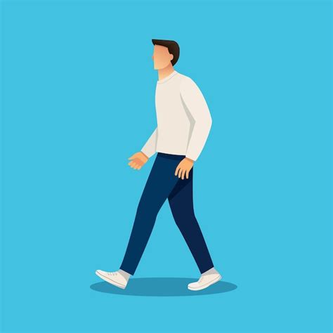 Premium Vector | Character man walking vector illustration