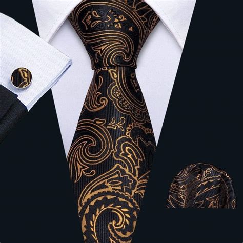 Black & Gold Paisley Matching Tie Set (3pc) - Modern Mister