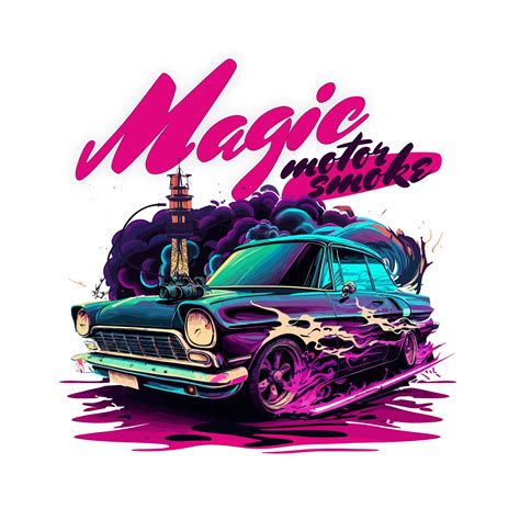 Customized classic car with smoke around design t-shirt design | tshirtdesigns.com