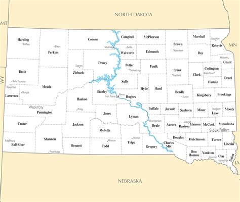 South Dakota Cities Map