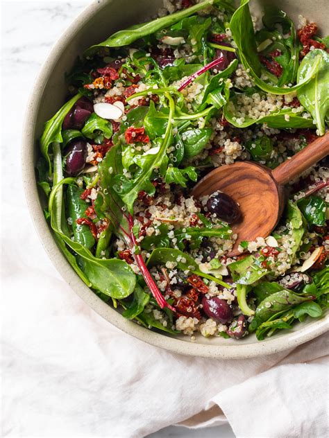 Mediterranean Quinoa Salad with Spring Greens - Fork Knife Swoon