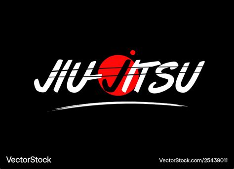 Jiu jitsu word text logo icon with red circle Vector Image