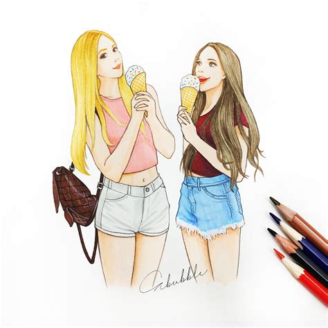 Ice cream | Drawings of friends, Best friend drawings, Bff drawings