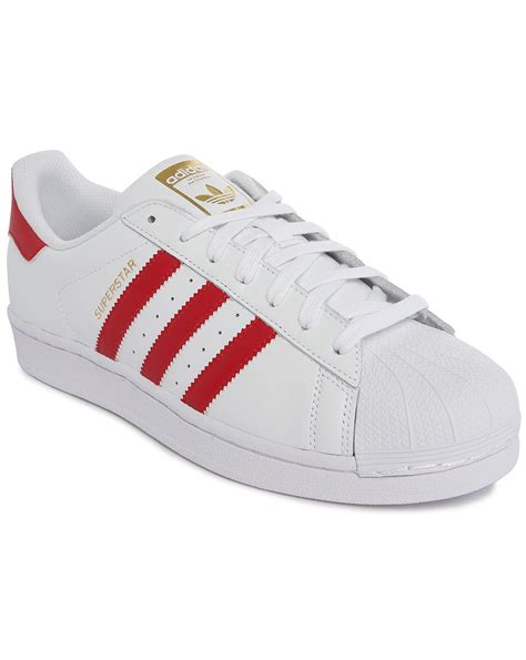 Adidas originals Superstar Classic Mono White/red Stripes Leather ...