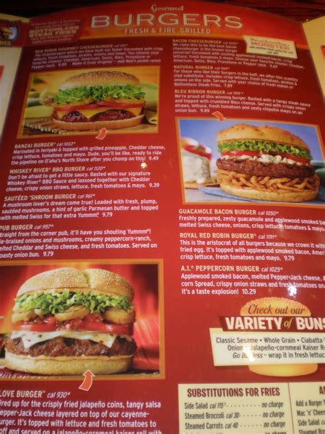 red robin menu